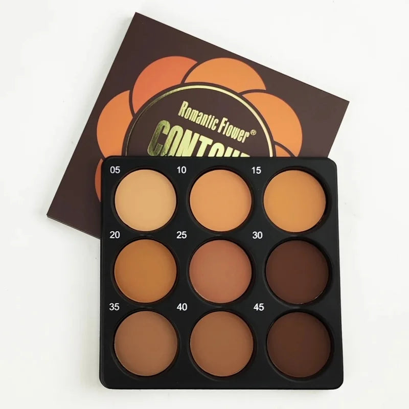 Matte Contour Palette 9-color Dark Bronze Foundation Palette Contouring Oil-control Foundation Nose Shadow Palette Face Makeup