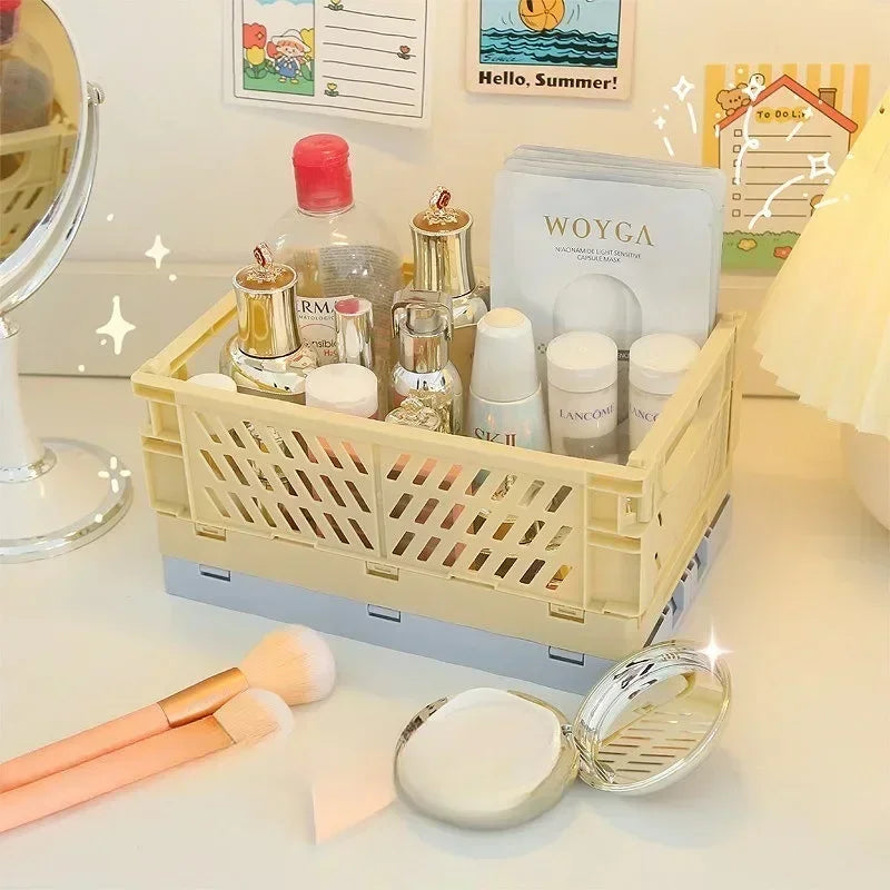 6 Color Foldable Storage Baskets Student Desktop Holder Tape Stationery Cosmetic Storage Box Home Office Organizer Container