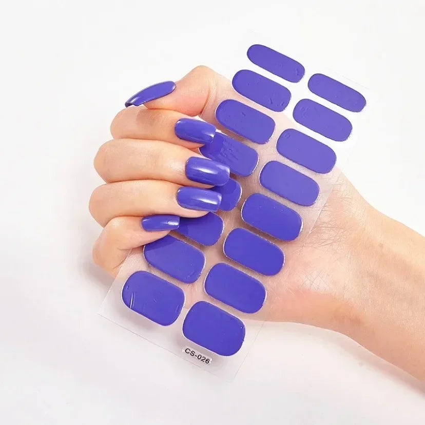 16Tips Nude Semi-Cured Gel Nail Wraps Sticker Long-Lasting UV LED Lamp French Nail Decal Full Cover Waterproof Semi-Cured Sticke
