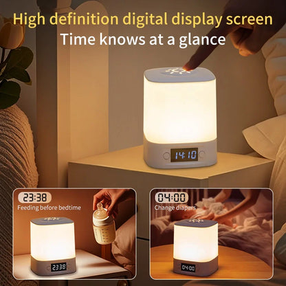 Bedside Led Night Lights Dimmable Charging Desktop Night Lamps with Clock Time Display Night Light Remote Control For Bedside