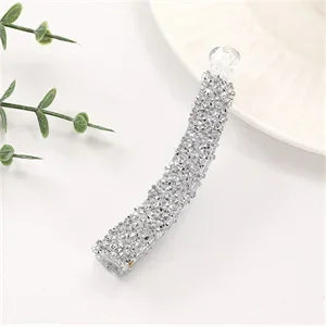 Elegant Rhinestones Banana Clip Sparkling Crystal Pearl Ponytail Holder Twist Hairpin Women Girls Summer Daily Party Hairpiece