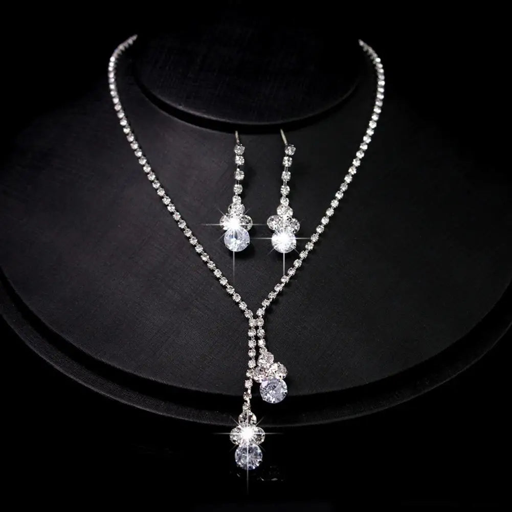 Necklace Earrings Set 2024 Rhinestone Tassel Earrings Necklace Combo Wedding Jewelry Bride Dangle Earrings Necklaces Party Jewel