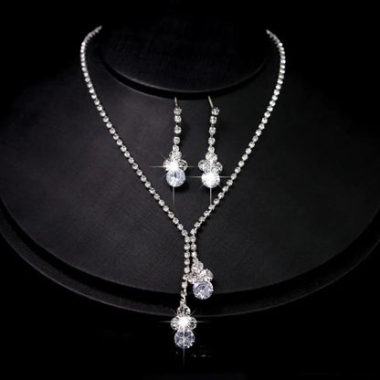 Necklace Earrings Set 2024 Rhinestone Tassel Earrings Necklace Combo Wedding Jewelry Bride Dangle Earrings Necklaces Party Jewel