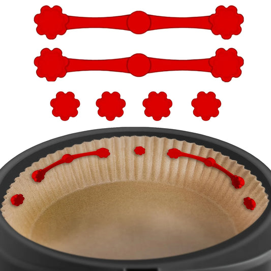 1/2Set Air Fryer Magnet Silicone Buckle for Holding Down Air Fryer Parchment Paper Lock Disposable Liners Prevent Paper to Burn