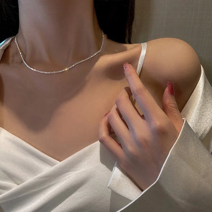 Shiny Sparkling Silver Plated Clavicle Chain Necklace Bracelet Jewelry Set for Women Minimalist  Starry Sky Accessories
