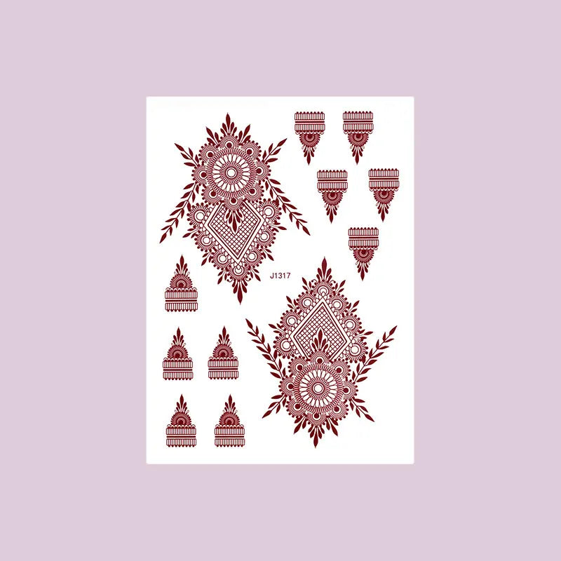Waterproof Henna Tattoo Stickers for Women Flower Instant Fake Tattoo for Hand Temporary Tattoos for Wedding Party Festival