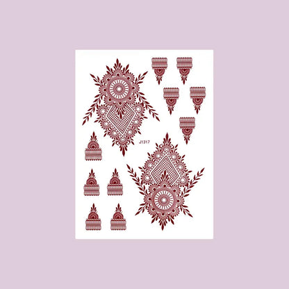 Waterproof Henna Tattoo Stickers for Women Flower Instant Fake Tattoo for Hand Temporary Tattoos for Wedding Party Festival