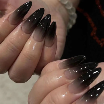 24pcs/set Long Stiletto Fake Nails Punk Snake Pattern Black White Matte False Nails Artificial Full Nail Tips Manicure Tools
