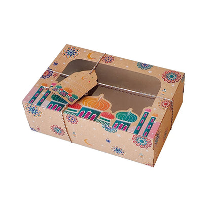 4/8pcs Ramadan Mubarak Kraft Paper Window Box EID Mubarak Candy Cake Box Islamic Muslim Party Supplies Ramadan Decoration 2025