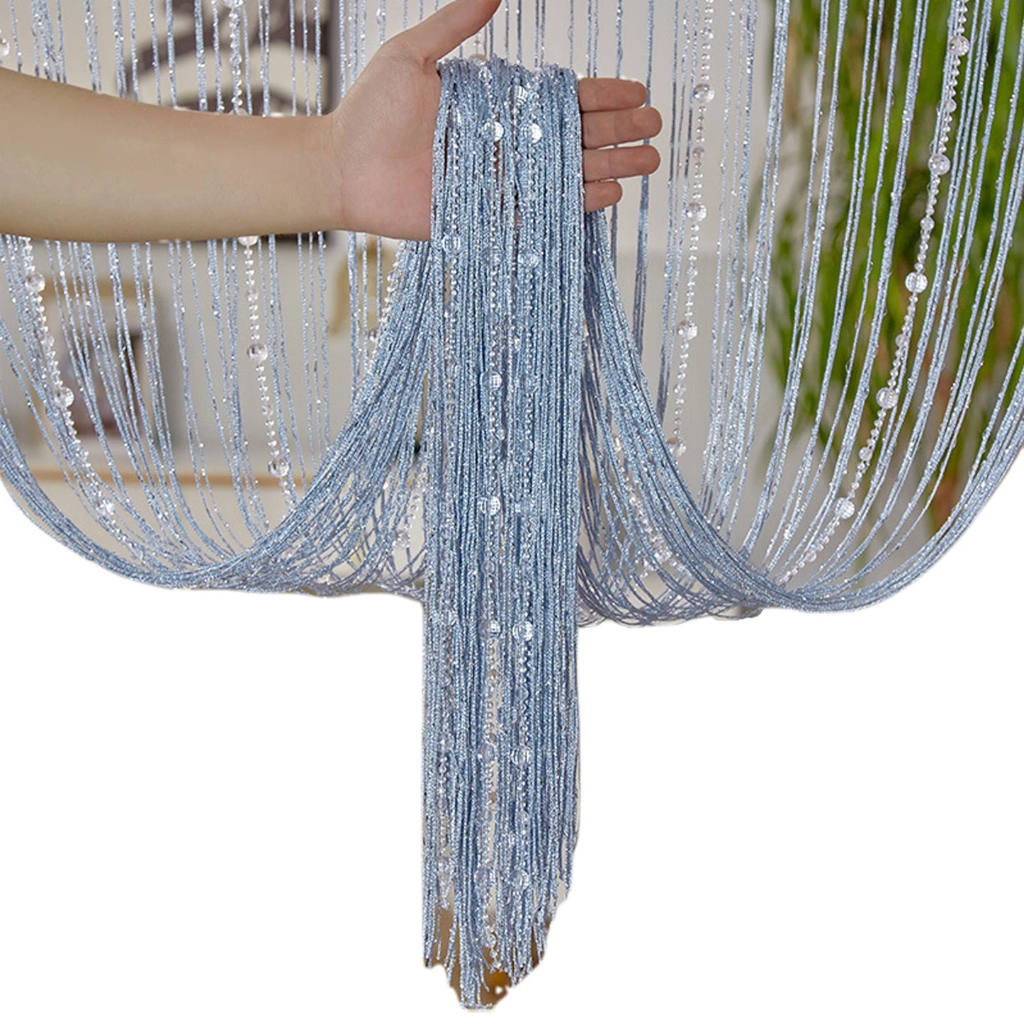 Crystal Beaded String Curtains Screen String Divider Blind Flash Line Shiny Tassel String Door Curtain for Living Door Window