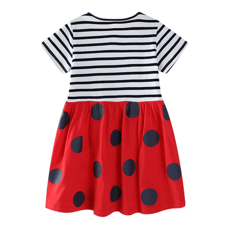 Jumping Meters New Arrival Bee Applique Girls Princess Dresses Cotton Children's Birthday Toddler Costume Hot Selling Frocks