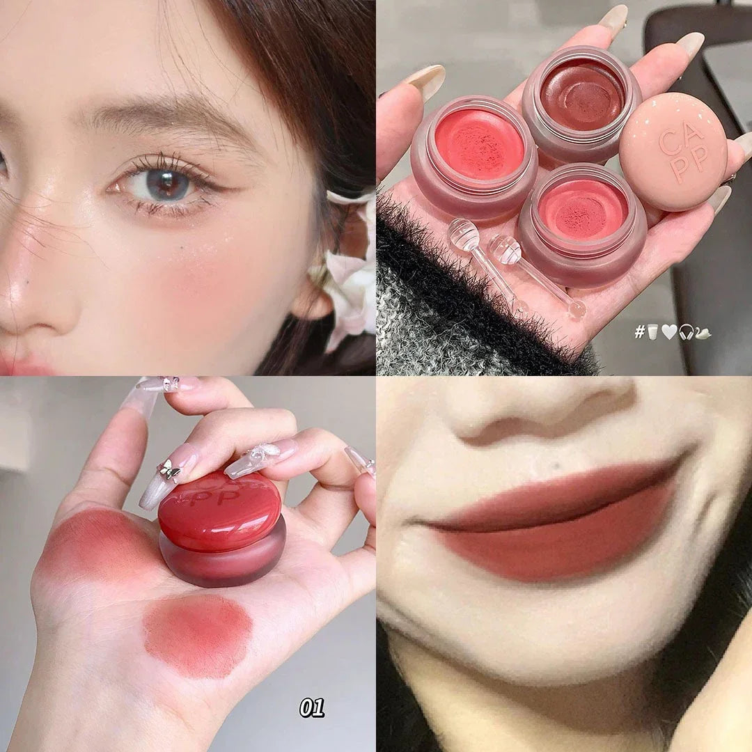 Matte Lip Mud Blush Multipurpose Makeup Waterproof Clay Lipstick Longlasting Non-stick Cup Red Lip Tint Pigment Mousse Cosmetics