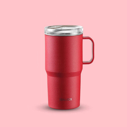 304 stainless steel water cup, coffee cup, tea cup with handle and lid, double-layer mug, car water cup, PP shell, birthday gift