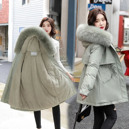 Winter Cashmere and Thick Parkas 2025 New Style Temperament Long Cotton-padded Jacket Large Size Parkas Woman Winter Jacket
