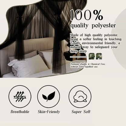 Mosquito NET for Bed Canopy Four Corner Post Curtains Bed Canopy Elegant Mosquito Net Set Twin/Queen/King for Girls & Adult ﻿