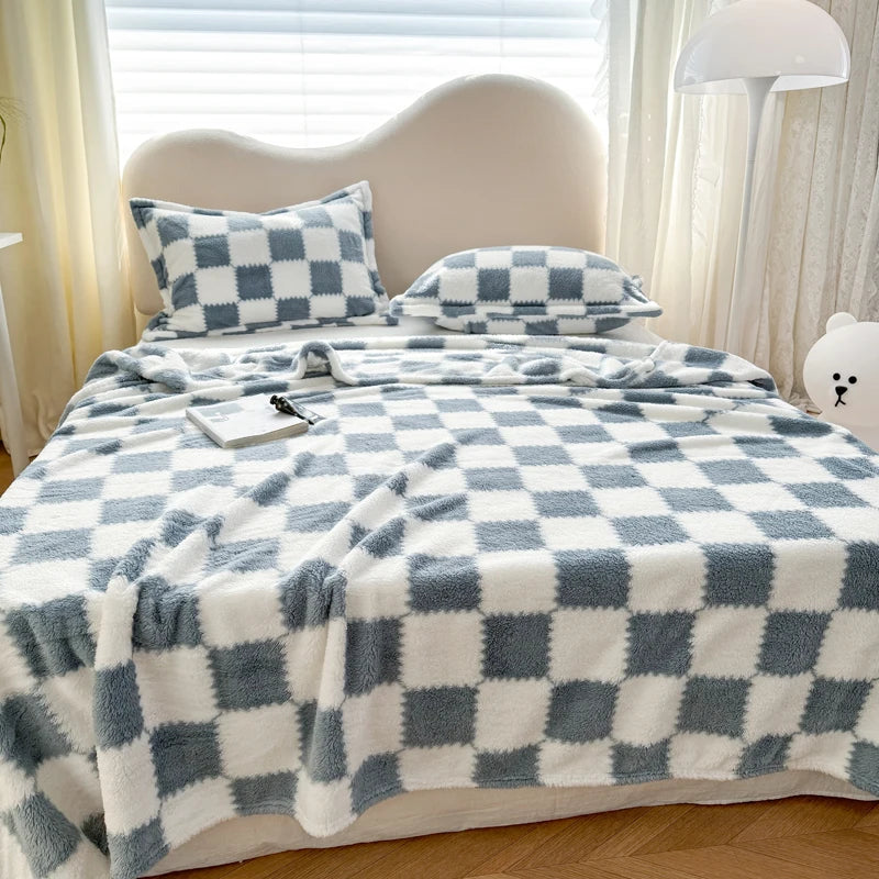 Panda Printed Fluffy Blanket for Beds Single/Queen/King Plush Fleece Plaids for Sofa Soft Warm Thow Blanket for Winter