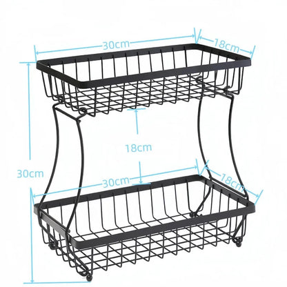 Detachable Metal Fruit Baskets Kicthen Double Layer Desktop Shelf Vegetables Snack Storage Organizers Basket Bowl Stackable