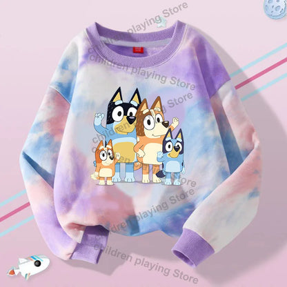 Blueyi Series Kid Pullover Sweatshirts Trendy Long Sleeves Top Bingo Autumn Winter Cartoon Child Clothes Birthday Christmas Gift