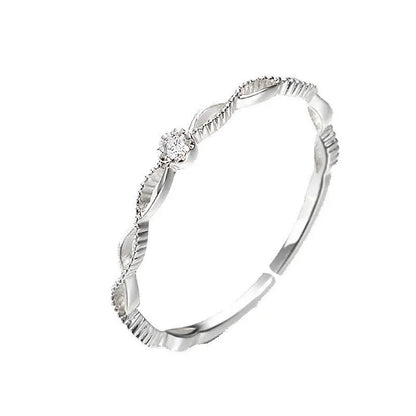 Real 100% 925 Sterling Silver Geometric Cross Line Zircon Opening Adjustable Rings for Women Fine Jewelry Minimalist Accessories