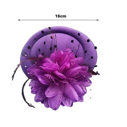Flower Faux Woolen Fascinator Hat Elegant Artificial Feather Mesh Cocktail Headwear Wedding Bridal Cocktail Headwear Fasciantor