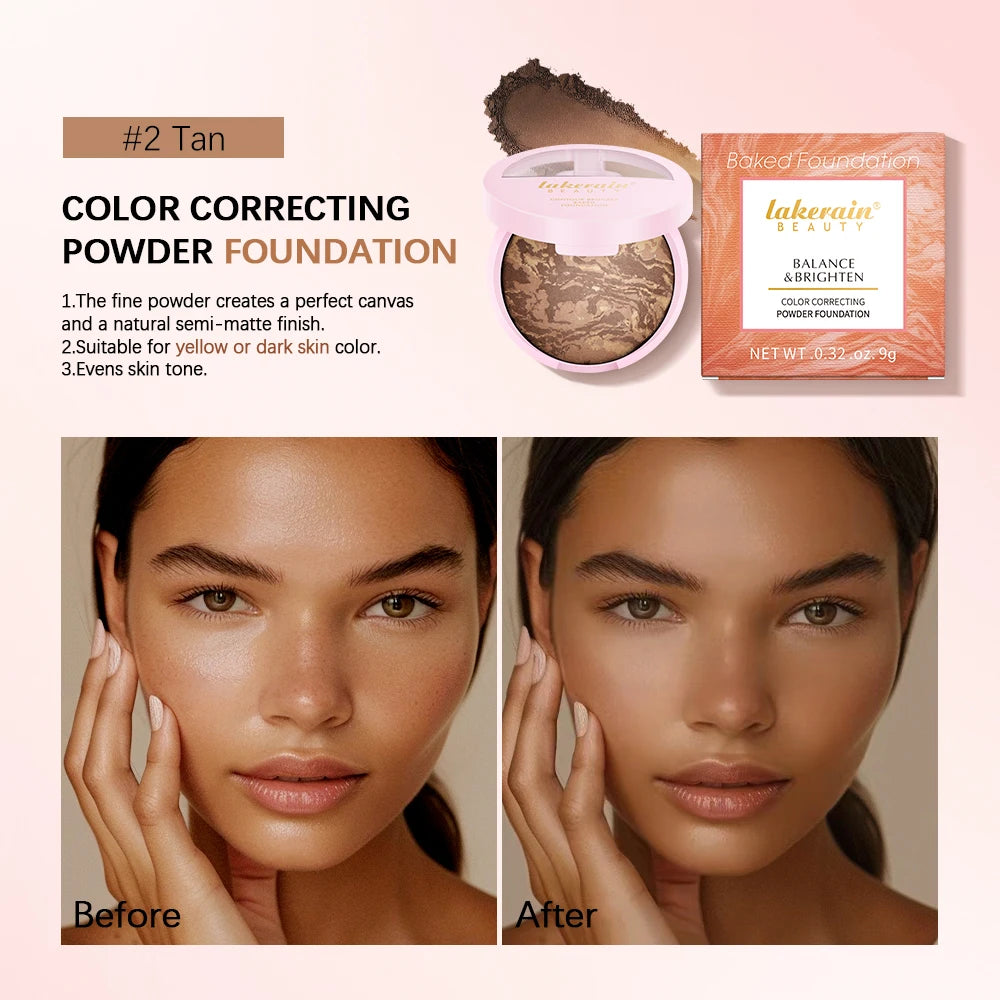 Baked Powder Foundation Oil Control Setting Makeup Pressed Powder Cake Bronzer Glow Face Contouring Shimmer Contour