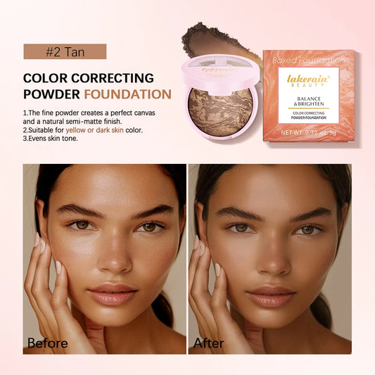 Baked Powder Foundation Oil Control Setting Makeup Pressed Powder Cake Bronzer Glow Face Contouring Shimmer Contour