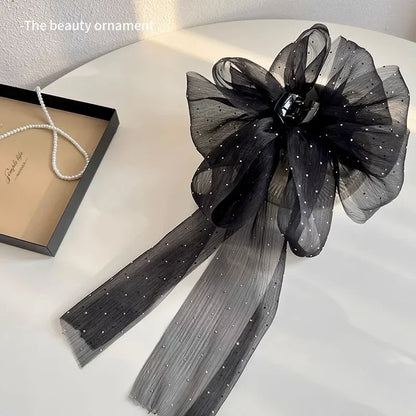 Large Bow Claw Clip New Hairpin for Women Sweet Ponytail Hair Crabs Hair Clip Girls Ribbon Non-slip Hair Accessories