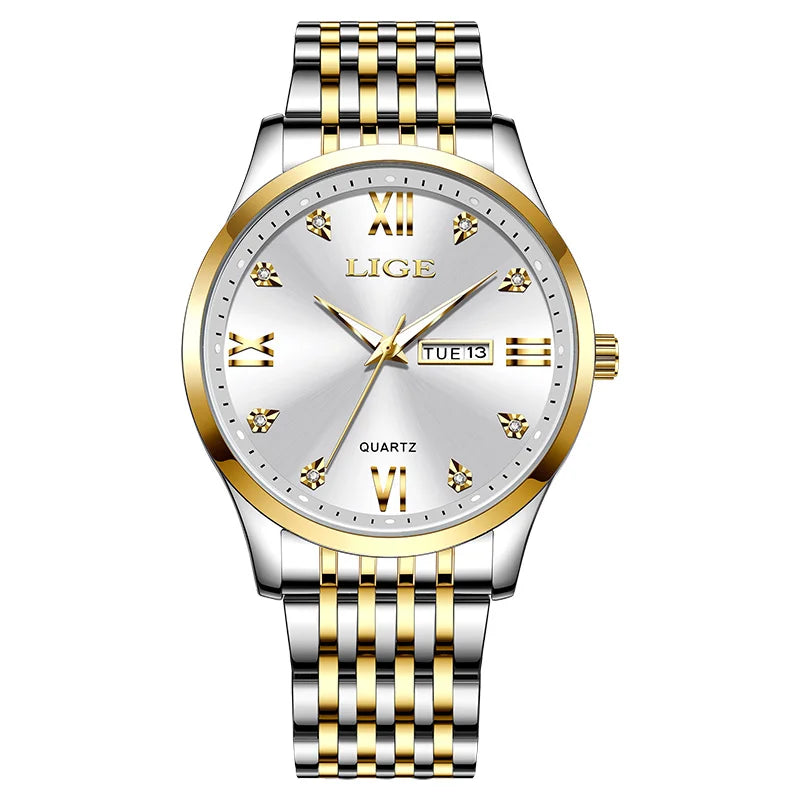 LIGE Top Brand Quartz Watches For Men Fashion Business Luxury Mens Watch Waterproof Date Steel Strap Wristwatches Reloj Hombre