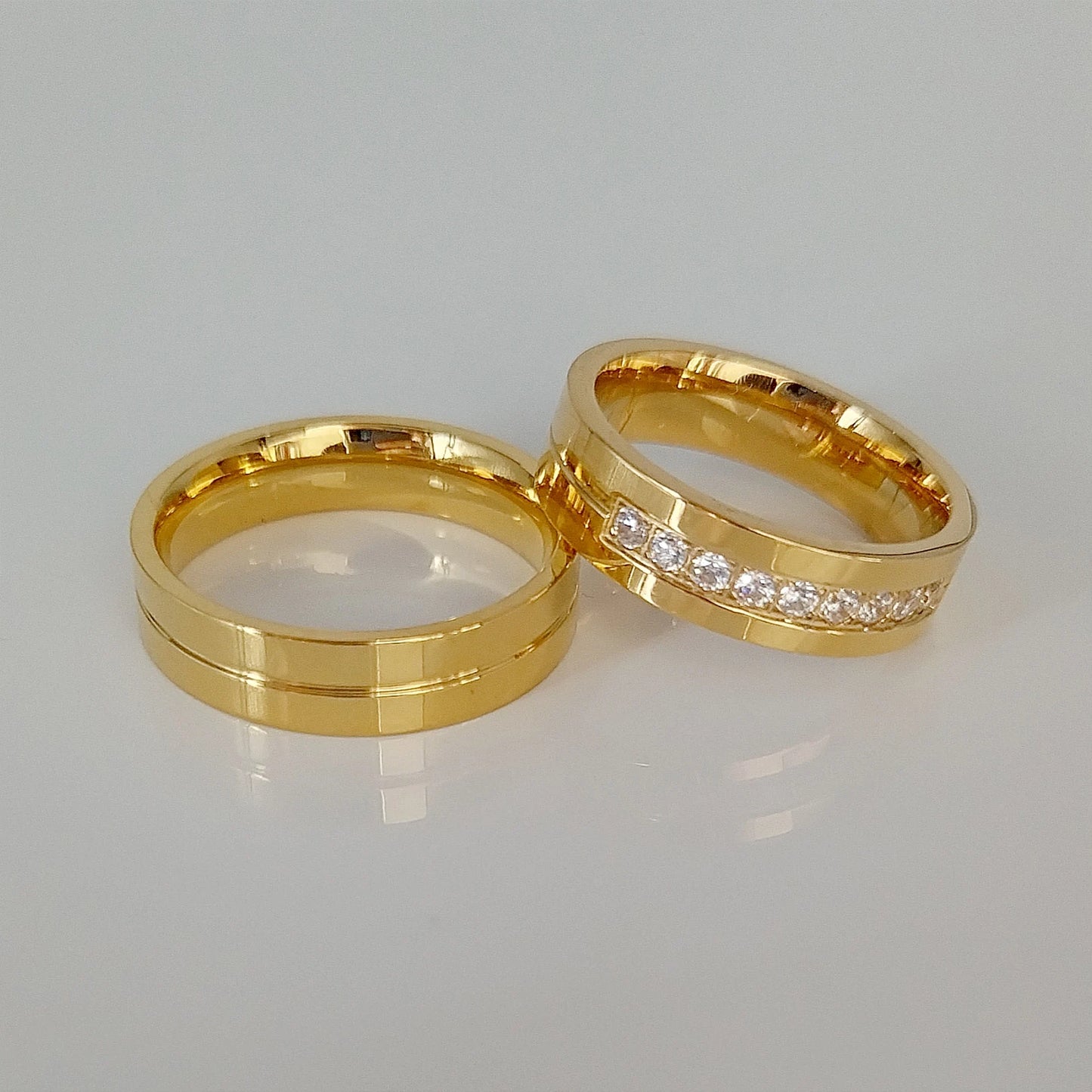Couple Wedding Rings For Men Lover's Alliance Male Female Ringe Anniversary Stainless Steel Jewelry Ring Woman Gold Color
