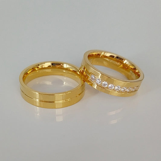 Couple Wedding Rings For Men Lover's Alliance Male Female Ringe Anniversary Stainless Steel Jewelry Ring Woman Gold Color