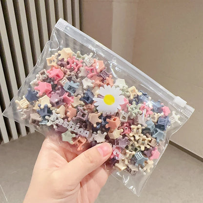 100Pcs Cute Flower Star Hair Claws Styling Hair Braid Hairpins Kids  Colorful Small Girls Hair Clips Hair Accessories Headwear
