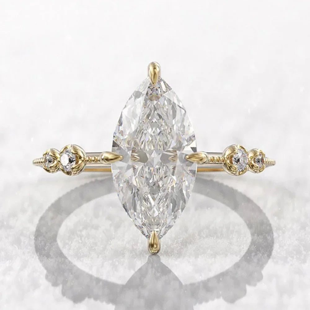 2026 AAA Crystal Marquise Cubic Zirconia Rings for Women Fashion Thin Ring Engagement Wedding Accessories Statement Jewelry