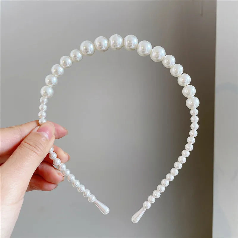 VAGZEB Fashion Full Pearl Hairbands Elastic Flower Women Hair Hoop Bands Headband Bezel Girls Hair Accessories Headdress