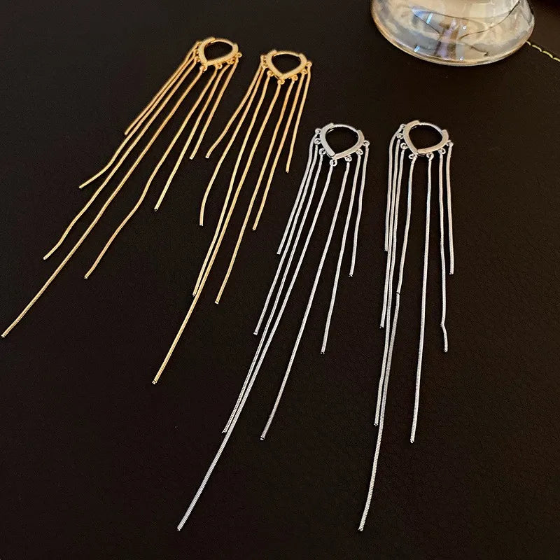 925 Silver Needle Korean Fashion Long Chain Tassel Earrings For Women Metal Earing Jewelry 2026 Trending Women's Drop Earrings