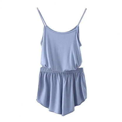 2 Pcs/Set Lounge Women Summer Pajamas Solid Color Sleeveless Camisole Shorts Lady Pajamas for Women Sleepwear Set