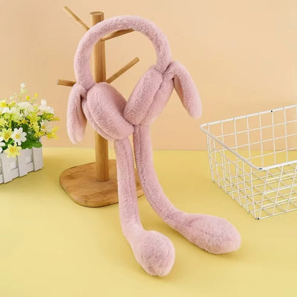 Creative Rabbit Ear Muffs Soft Moving Jumping Ears Winter Warm Earmuffs Ear Warmer for Women Girls