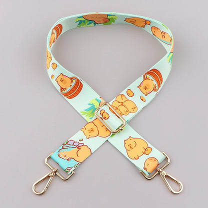 Cartoon Animal Dog Capybara Nylon Shoulder Bag Strap Adjustable Women Handbag Strap Metal Buckle Soft Strap Bag Accessories