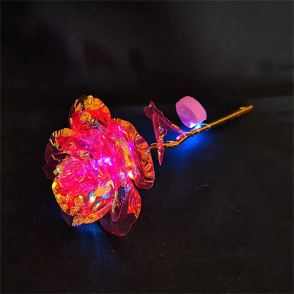 24k Eternal Rose Artificial Flowers Foil Plated Gold Rose Wedding Valentine'S Day Decoration Mother'S Day Gifts Fake Flower