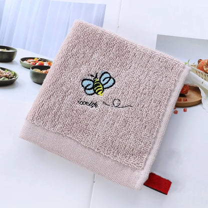 Soft Children Towel Washcloth Baby Bathing Feeding Cartoon Embroidery Cotton Towel for Newborn Handkerchief Shower Cloth 25x25cm