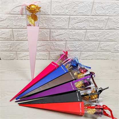 24k Eternal Rose Artificial Flowers Foil Plated Gold Rose Wedding Valentine'S Day Decoration Mother'S Day Gifts Fake Flower