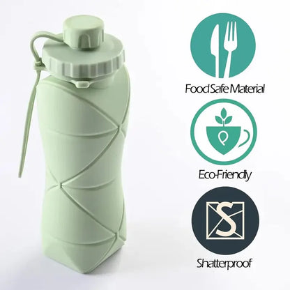 800ml Silicone Collapsible Sports Water Bottle, Large Capacity Leakproof Foldable Cup for Outdoor Camping Travel