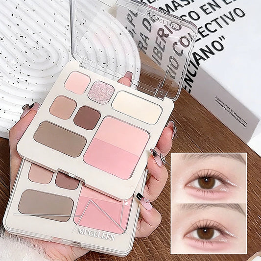 8 Color Pink Brown Eyeshadow Blush Palette Matte Beige Highlighter Gray Earth Tone Contour Cheek Rouge Multifunctional Cosmetic