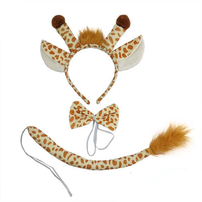Halloween Giraffe Headband Tie Skirt Gloves Cosplay Kawaii Animal Headgear Christmas Party Costumes A Set Birthday Wearing