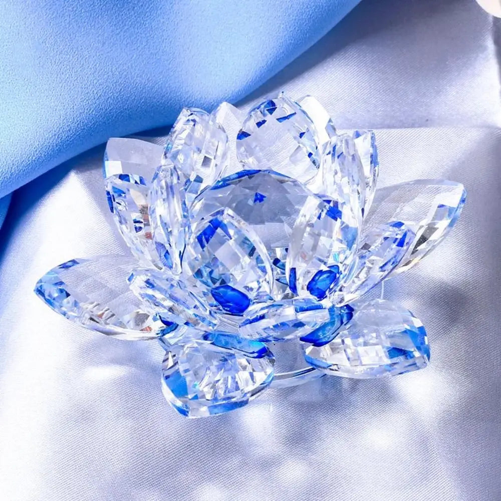 Feng shui Quartz Crystal Lotus Flower Crafts Glass Paperweight Ornaments Figurines Home Wedding Party Decor Gifts Souvenir
