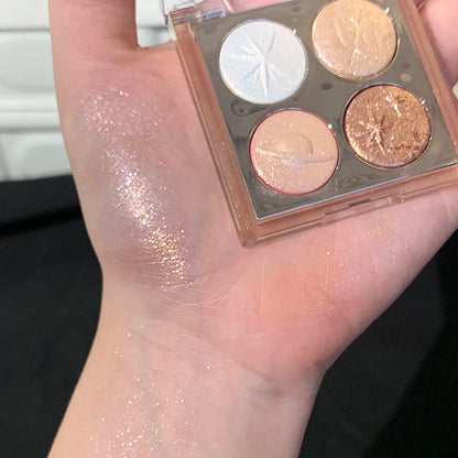 Planet Four-color Diamond Glitter Eyeshadow Palette Aurora Purple Metallic Shimmering Baked Powder Highlighter Eye Shadow Makeup