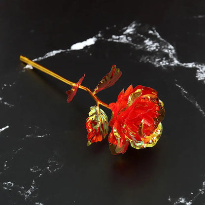 24k Eternal Rose Artificial Flowers Foil Plated Gold Rose Wedding Valentine'S Day Decoration Mother'S Day Gifts Fake Flower