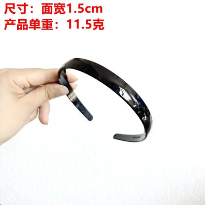 10 Black Plastic Narrow Thin Plain Hair band Headband 4-15mm With Teeth