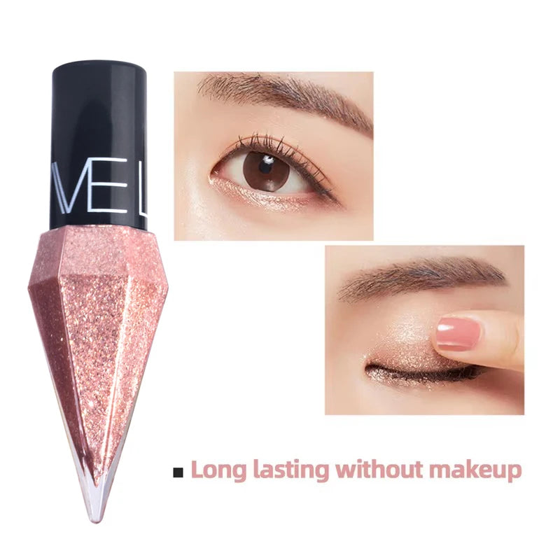 New Professional Shiny Eye Liners Cosmetics for Women Pigment Silver Rose Gold Color Liquid Glitter Eyeliner Cheap Makeup