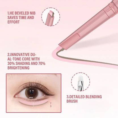 Dual-Tone Under-Eye Lying Silkworms Pencil Nude Pink Matte Highlighting Shadow Pencil Brightening Cream Aegyo Sal Makeup Pen