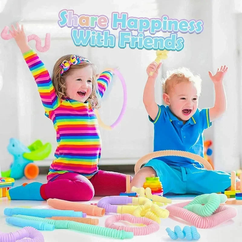 6-24Pcs Funny Pop Tubes Pipe Fidget Sensory Antistress Toys for Children Adults Birthday Party Favors Pinata Filler Goodie Bag